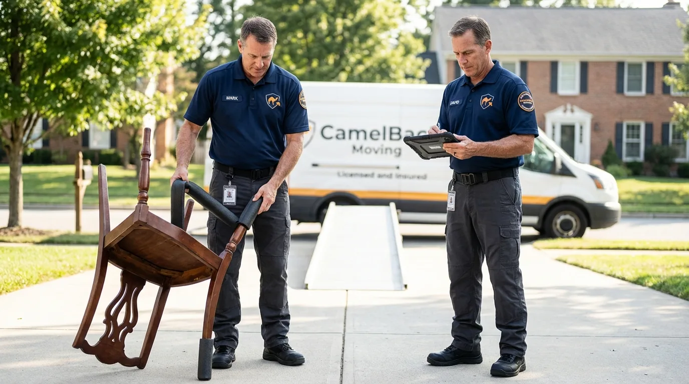Movers inspecting furniture for damage prevention before loading in Sale Creek, TN